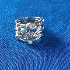 Silver with turquoise cuff ring